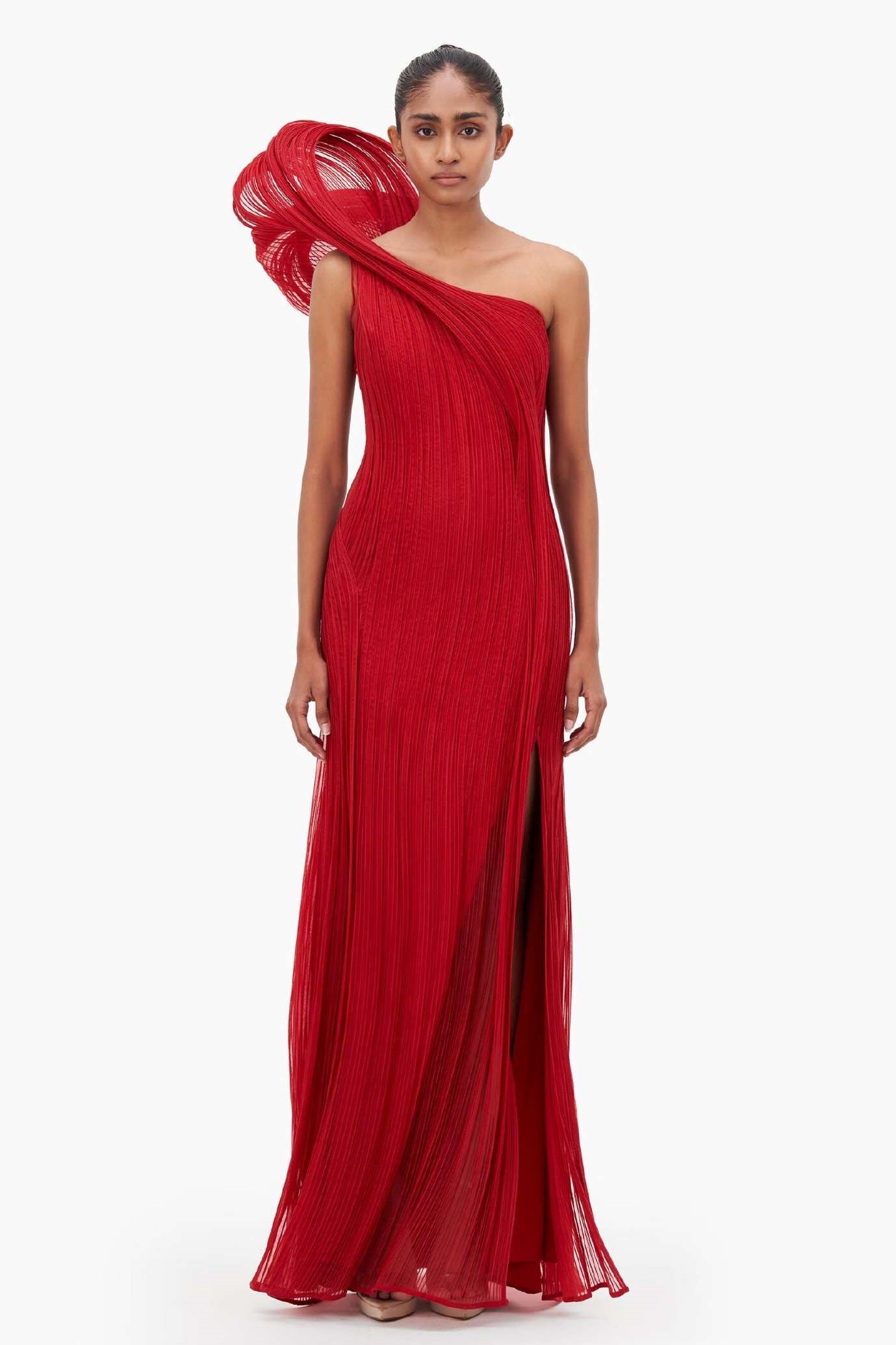One-Shoulder Sculpted Gown