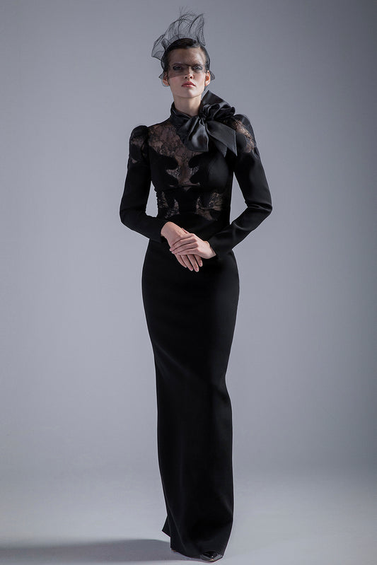 Black Long Sleeve & Lace Gown