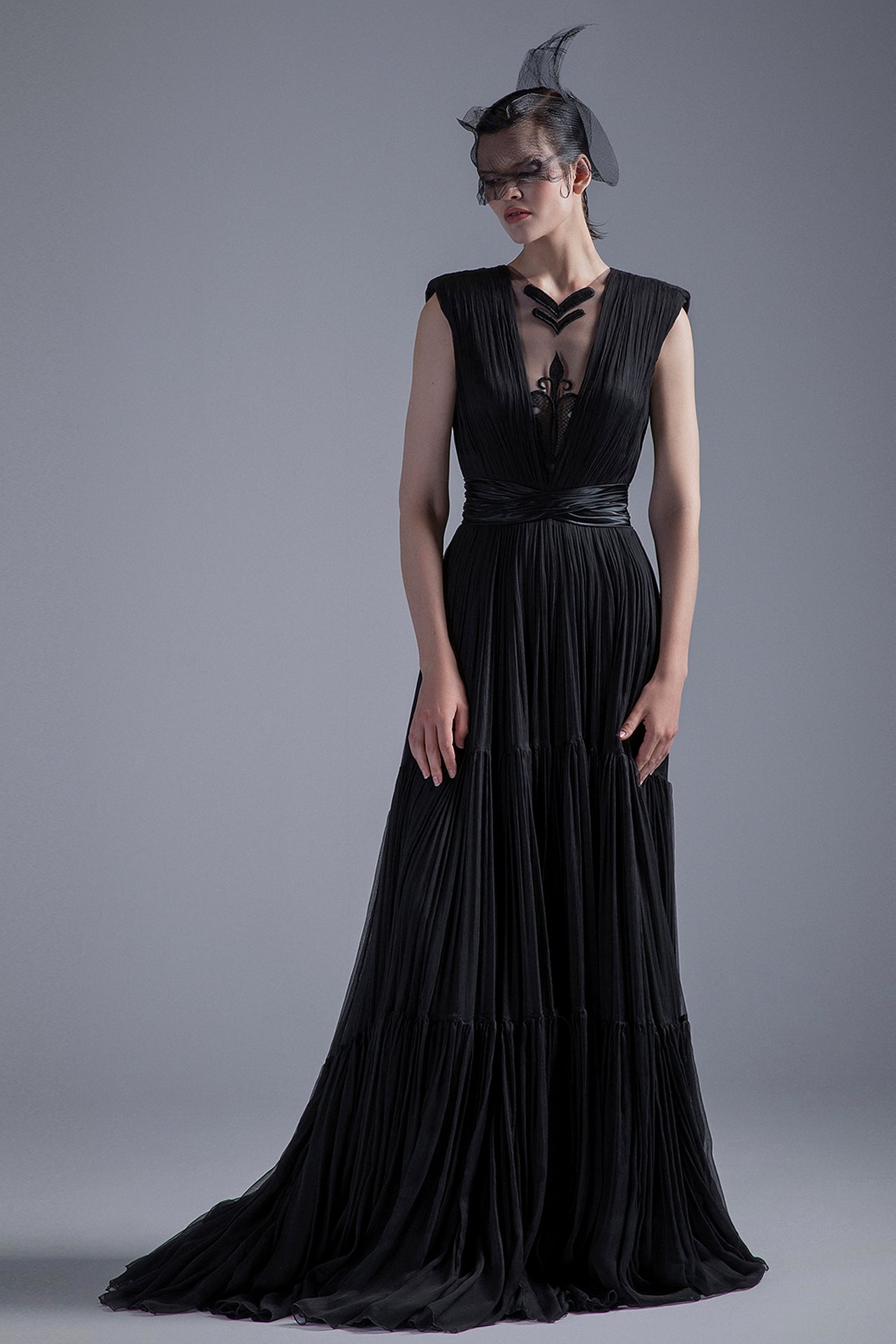 Black Cap Sleeve Gown