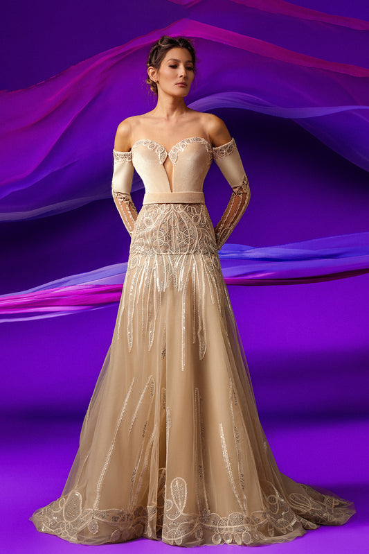 Velvet Sweetheart Corset A-Line Gown