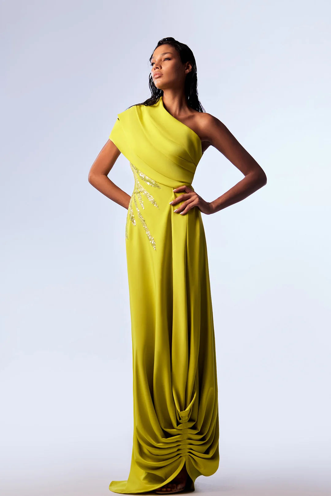 Draped Over One-Shoulder Gown