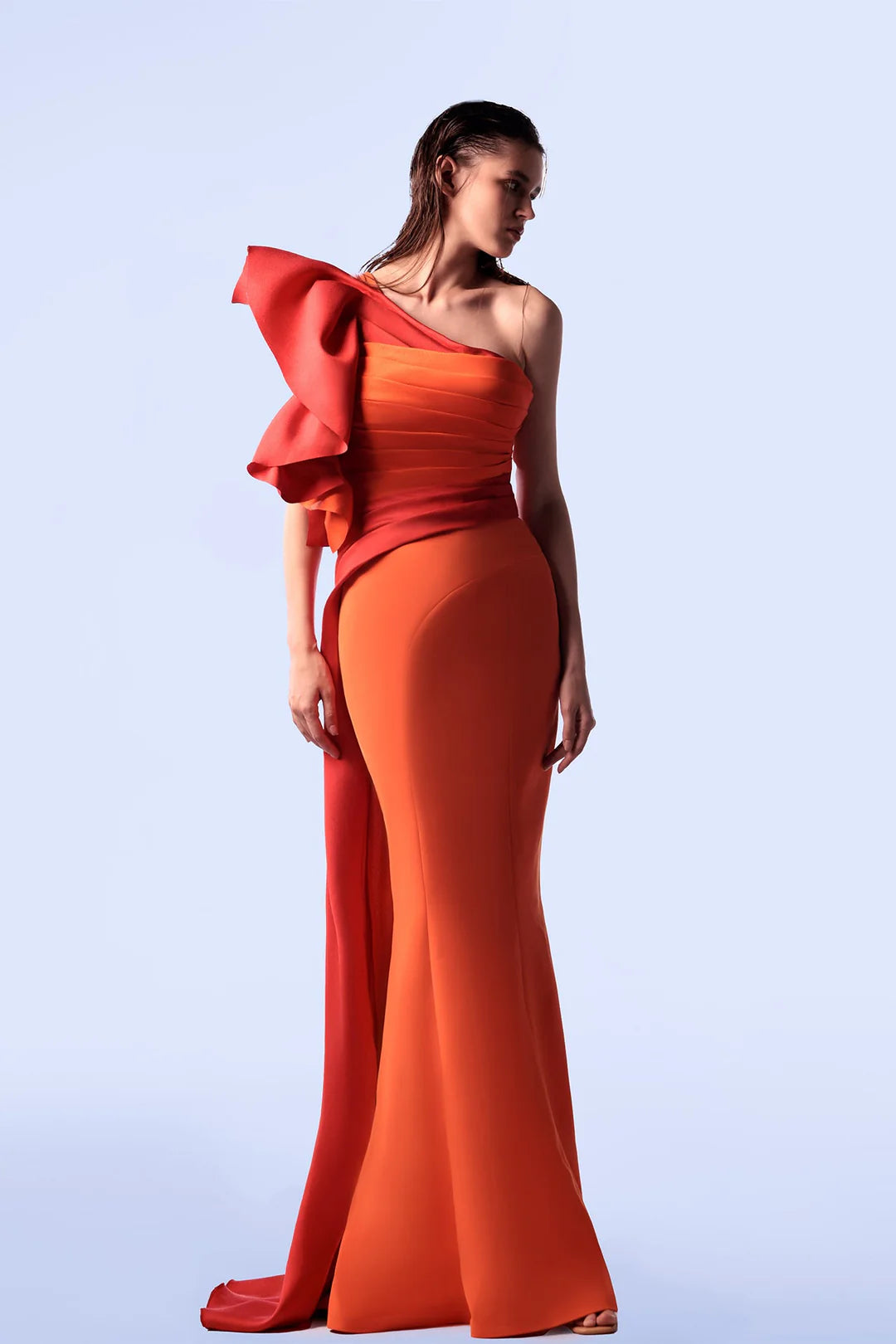 Sleeveless Ruched Draping Gown