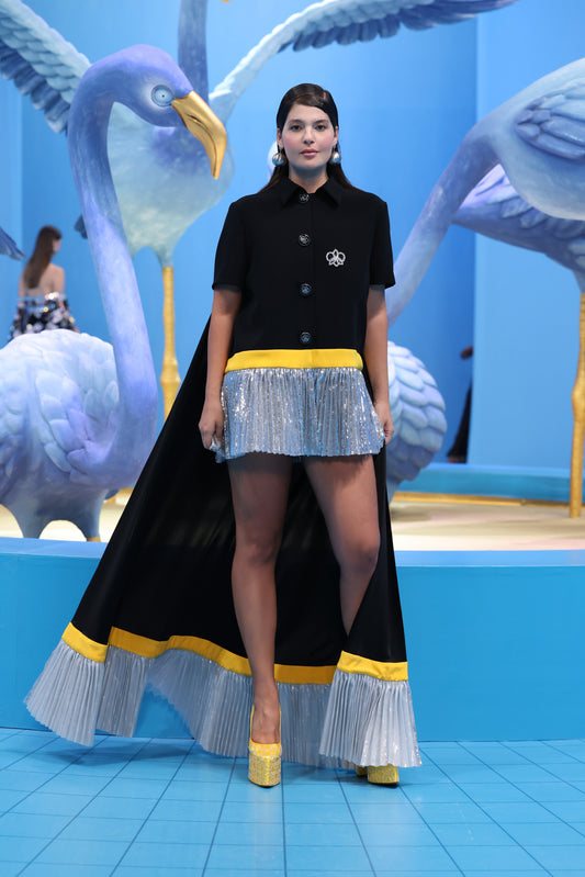 Beaded Tulle Ruffles Dress