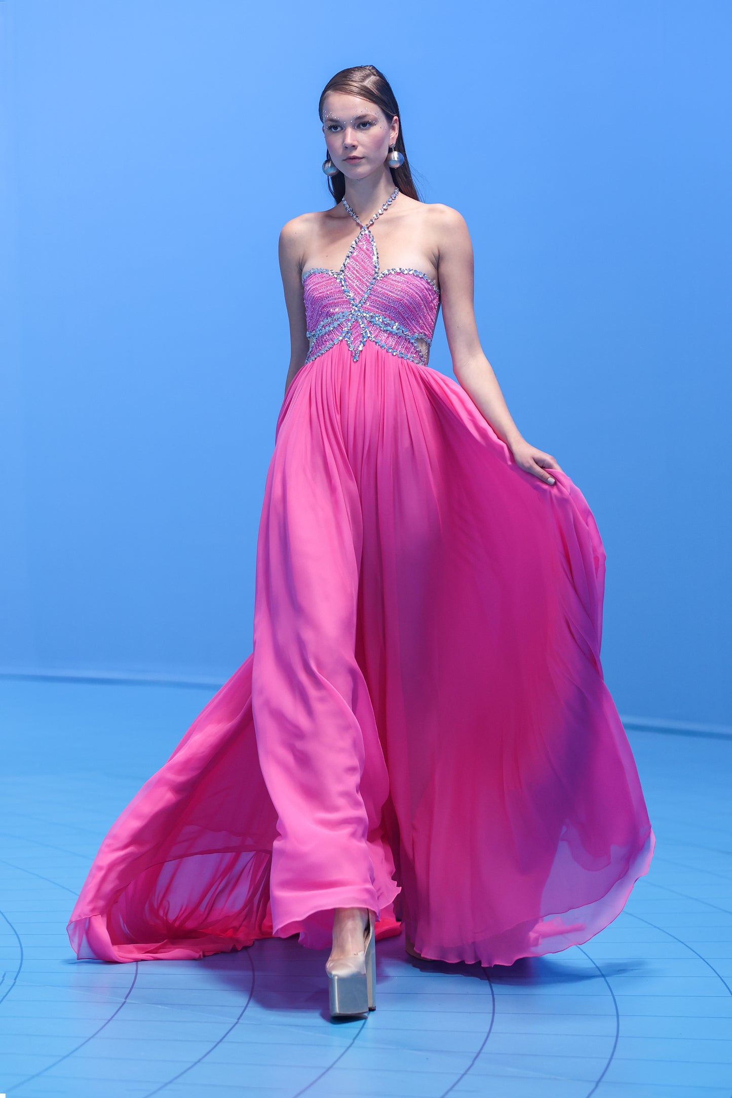 Georgette Gown with Beaded Tulle Bodice
