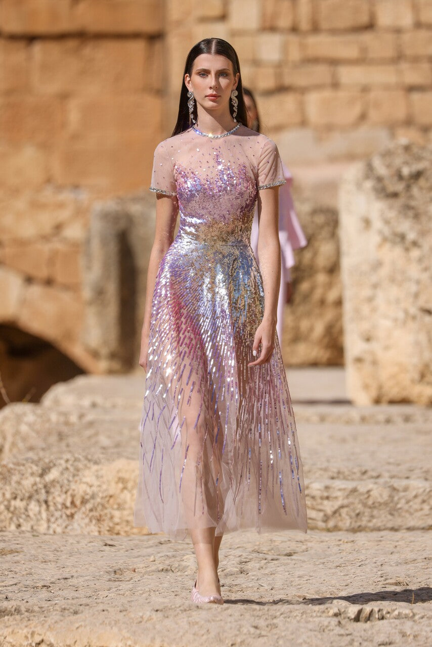 Short Sleeve Beaded Dress