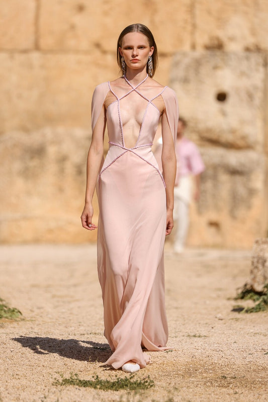 Open Sleeve Crepe Dress