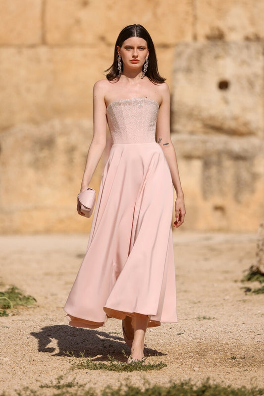 Sleeveless Strapless Crepe Dress