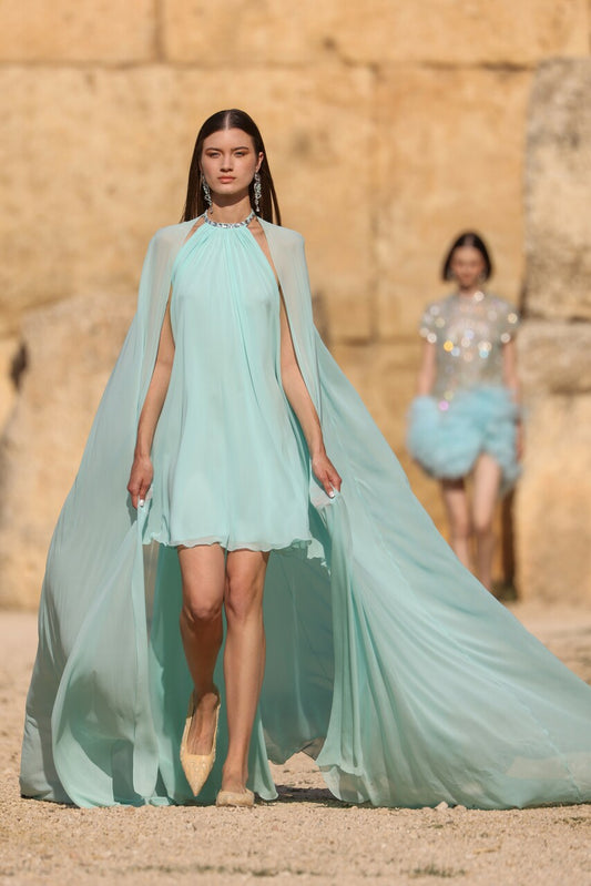 Caped Asymmetrical Dress