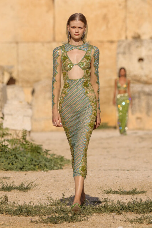 Cut-Out Beaded Dress