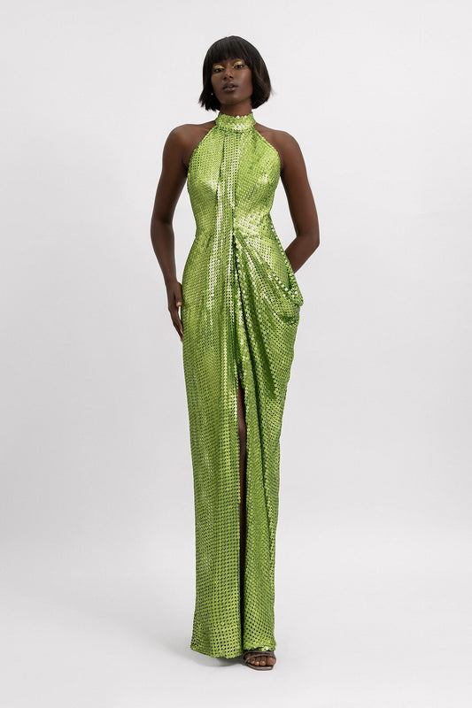 Draped Halter Neckline Gown