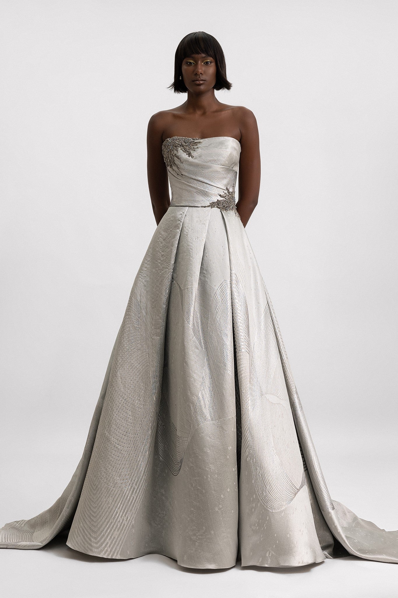 Strapless Beaded Corset Gown