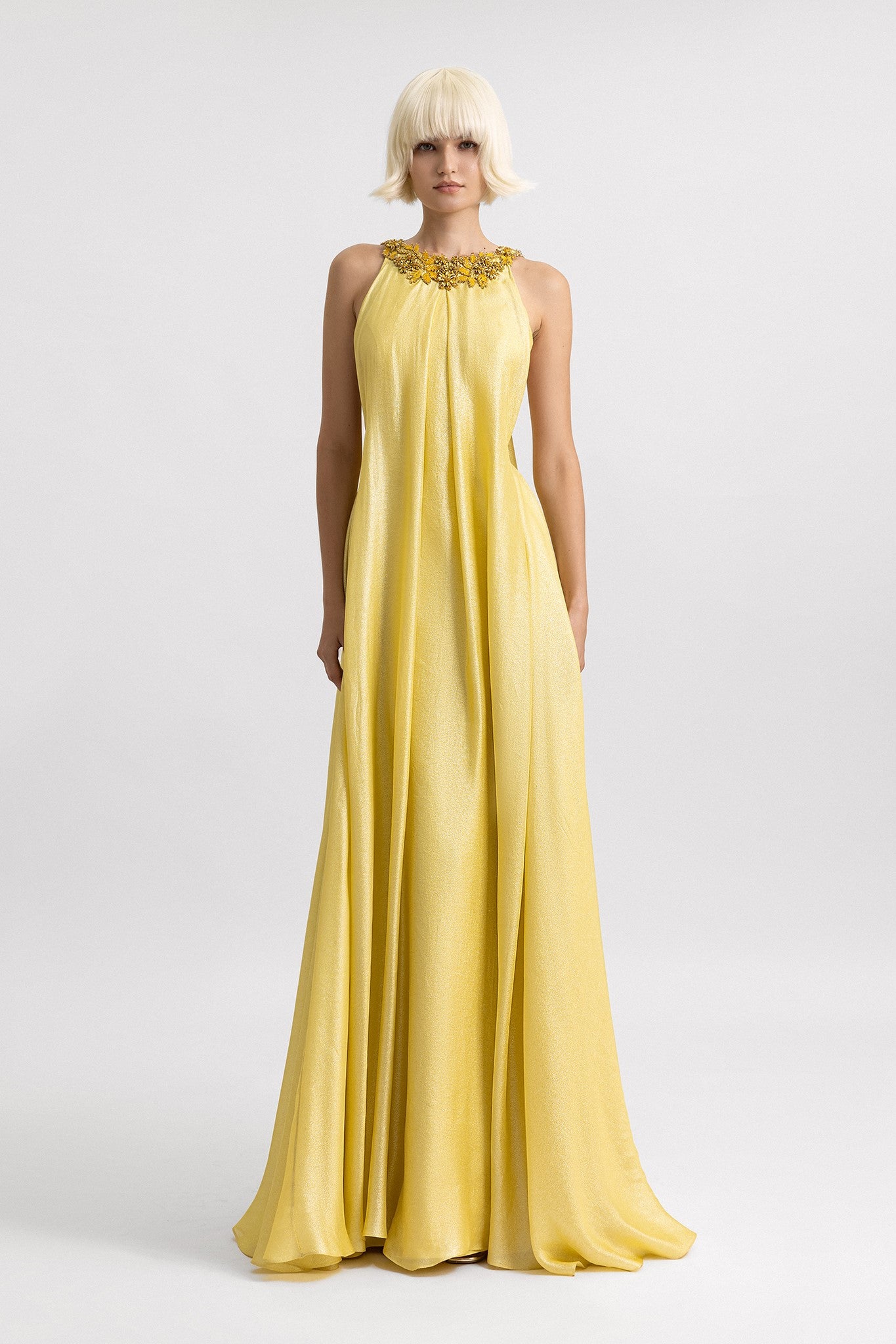 Beaded Strap Neckline Loose-Cut Gown