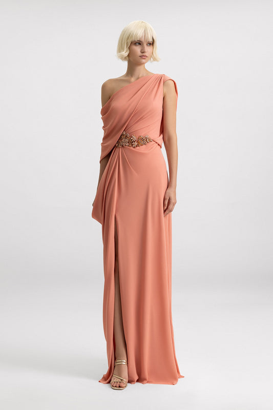 One-Shoulder-Draped Gown
