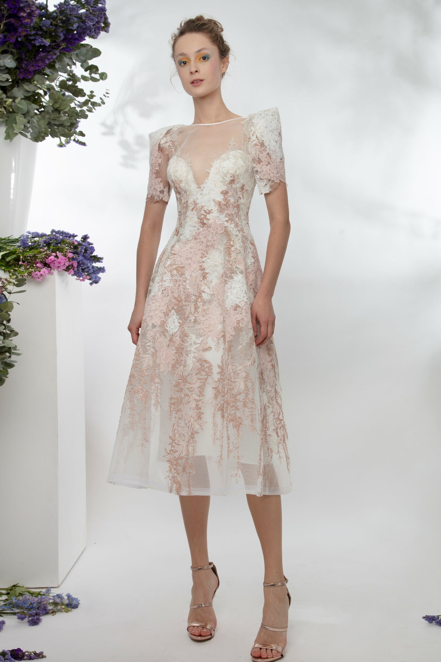 A-Line Lace Midi Dress