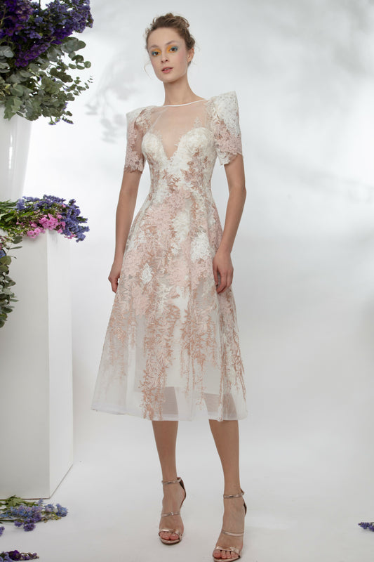 A-Line Lace Midi Dress