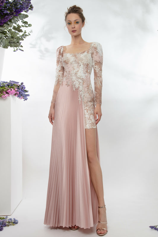 Asymmetrical Lace Gown