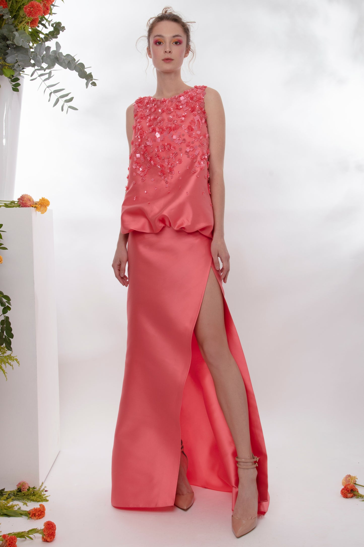 Beaded Mikado Gown