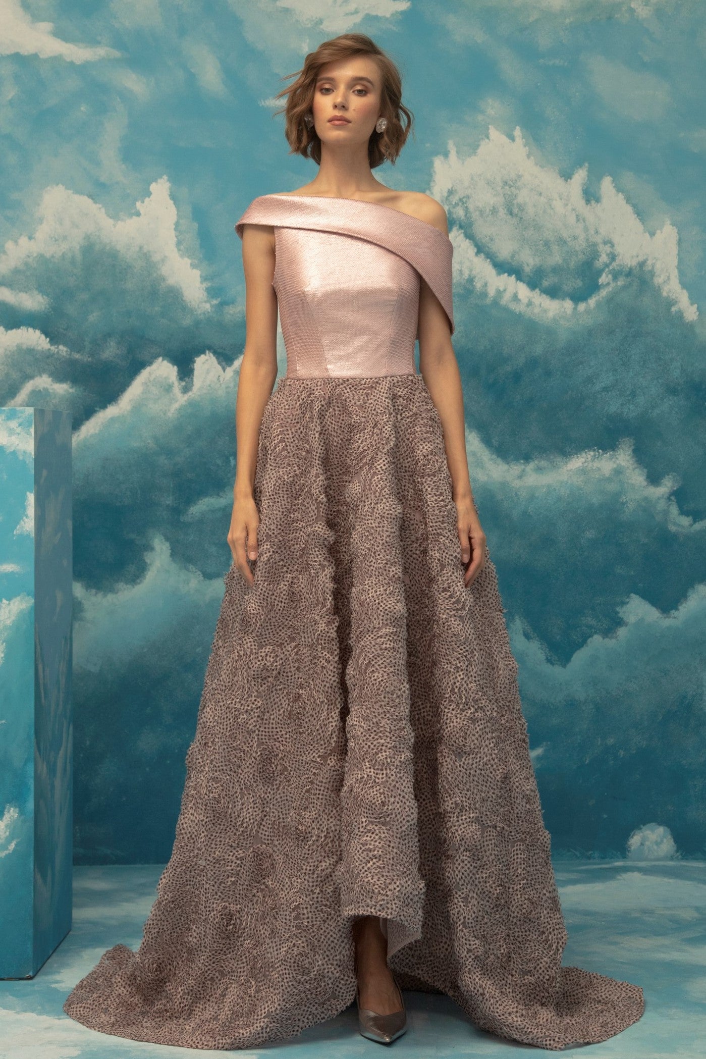 Asymmetrical Neckline Gown