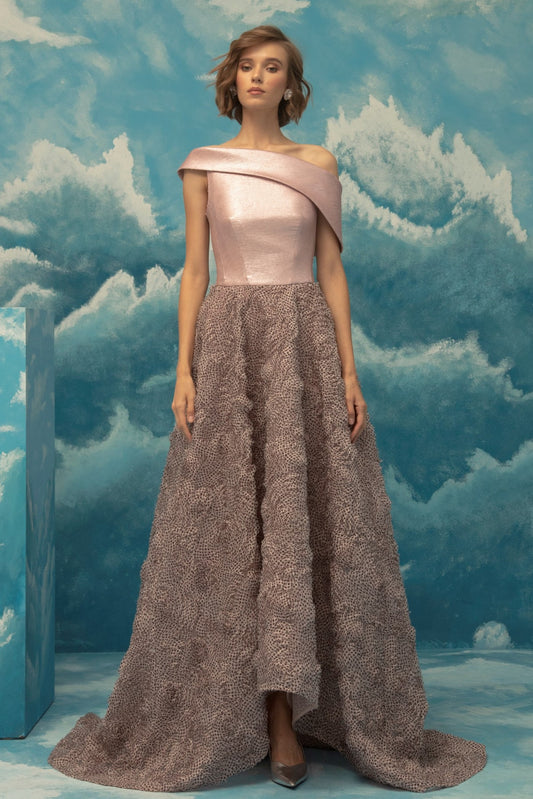 Asymmetrical Neckline Gown