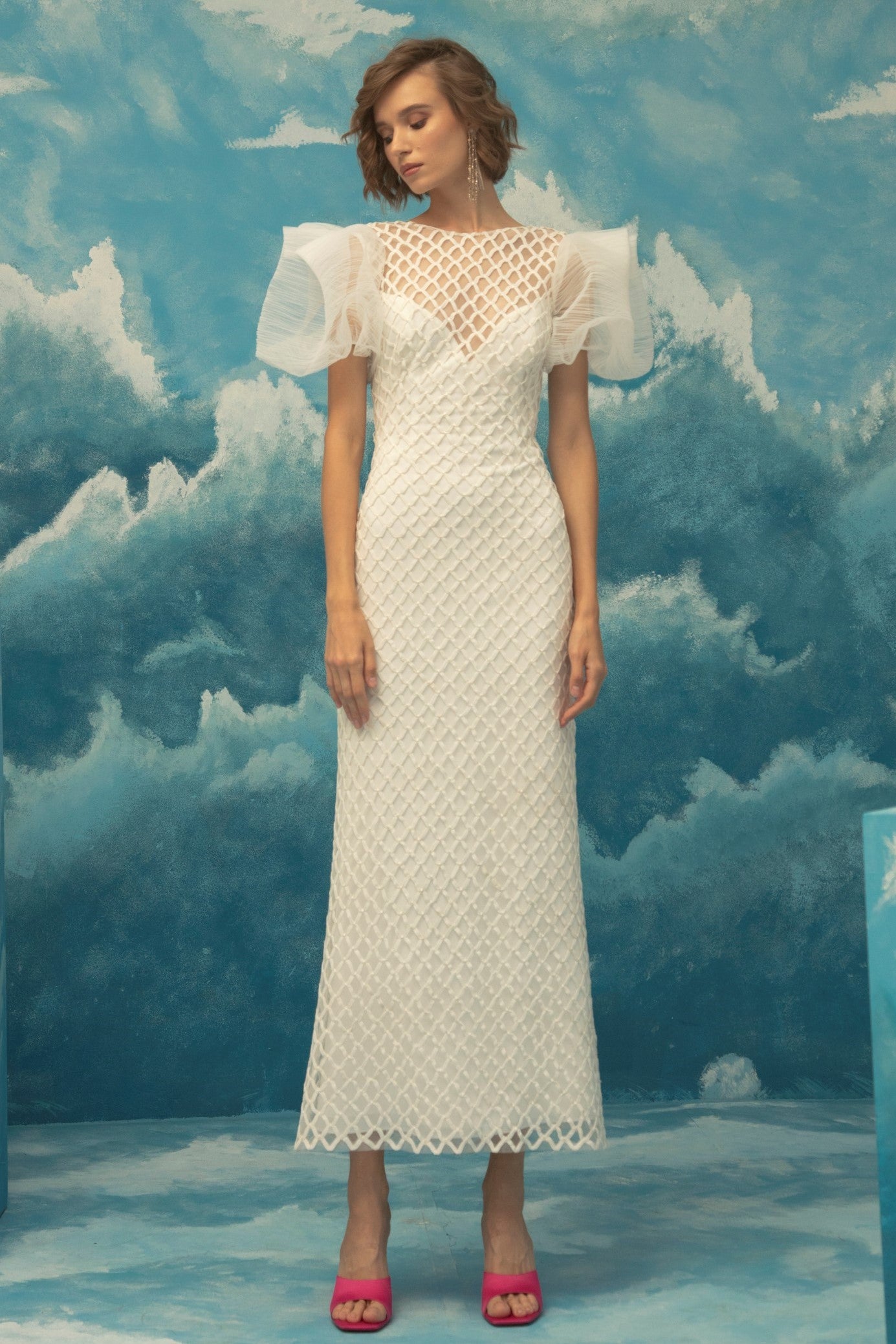 White Fitted Midi Dress