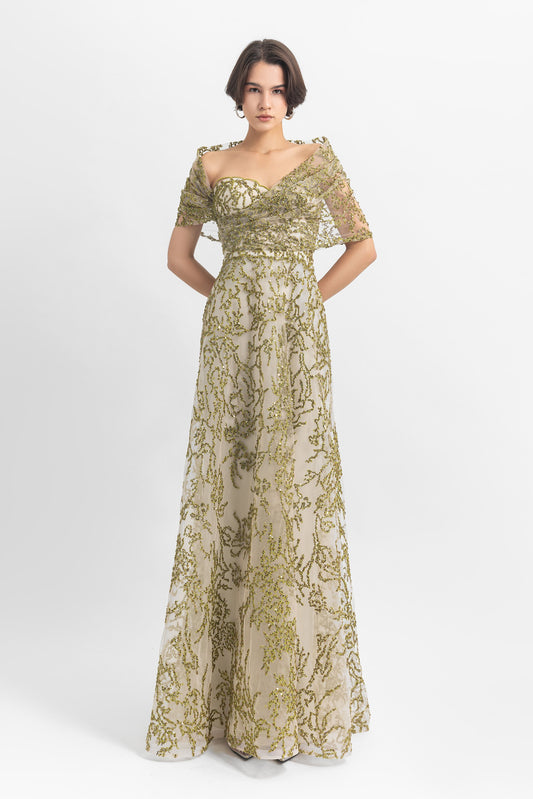 Beaded Strapless Gown