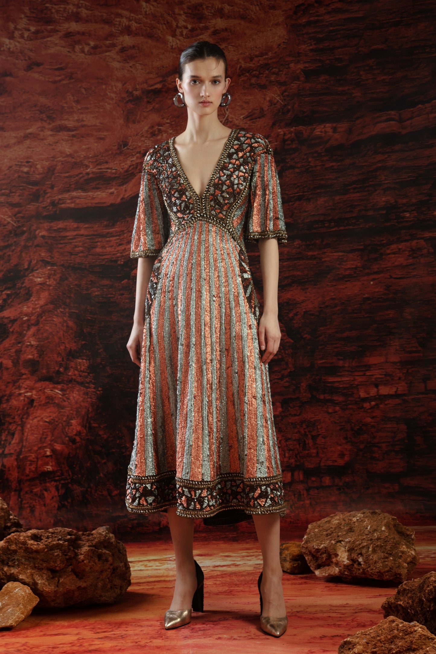 Multicolored Midi Dress