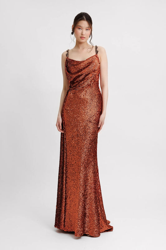 Long Gown with Beaded Straps and Back