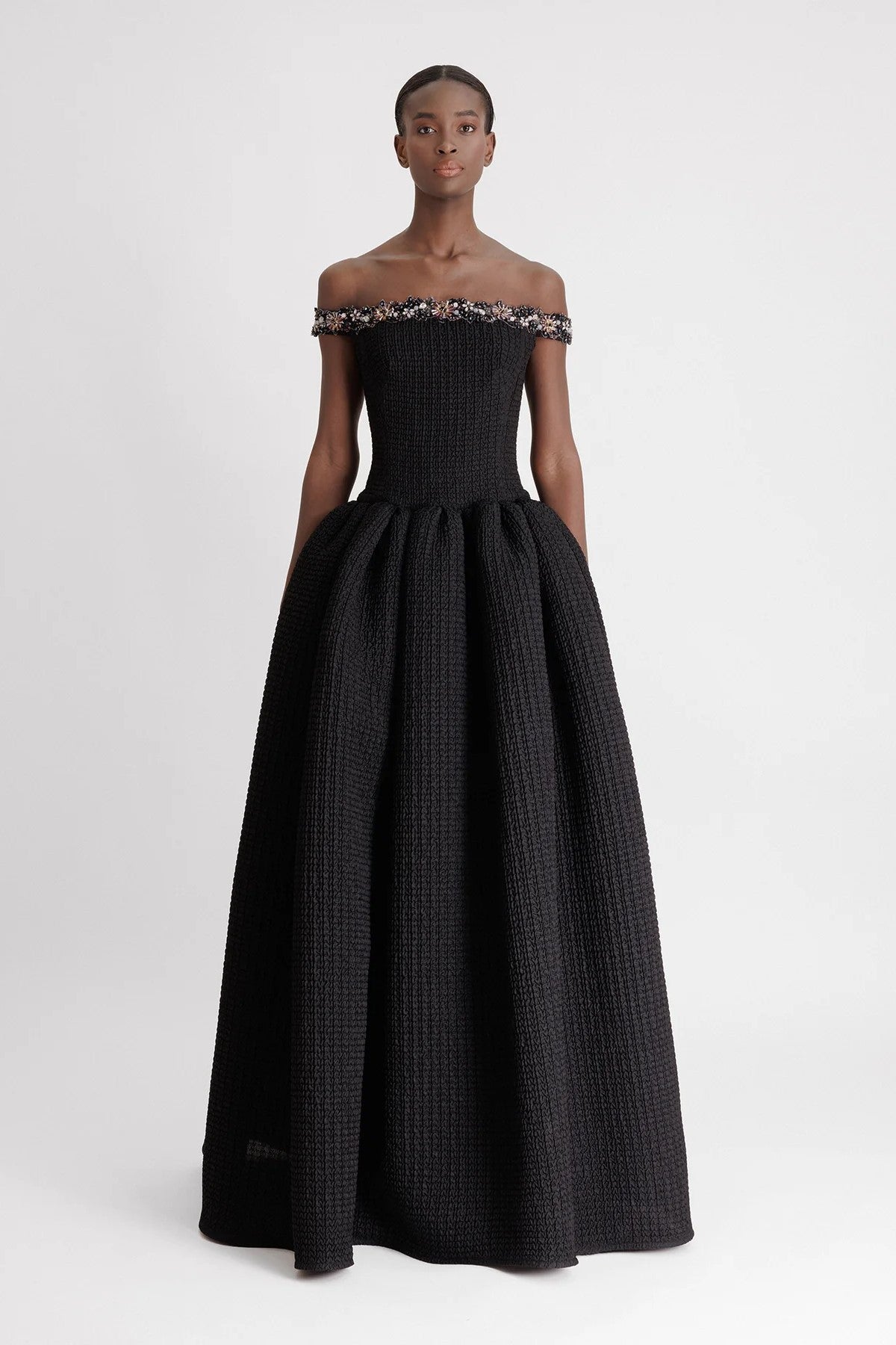 Beaded Off-The-Shoulders Gown