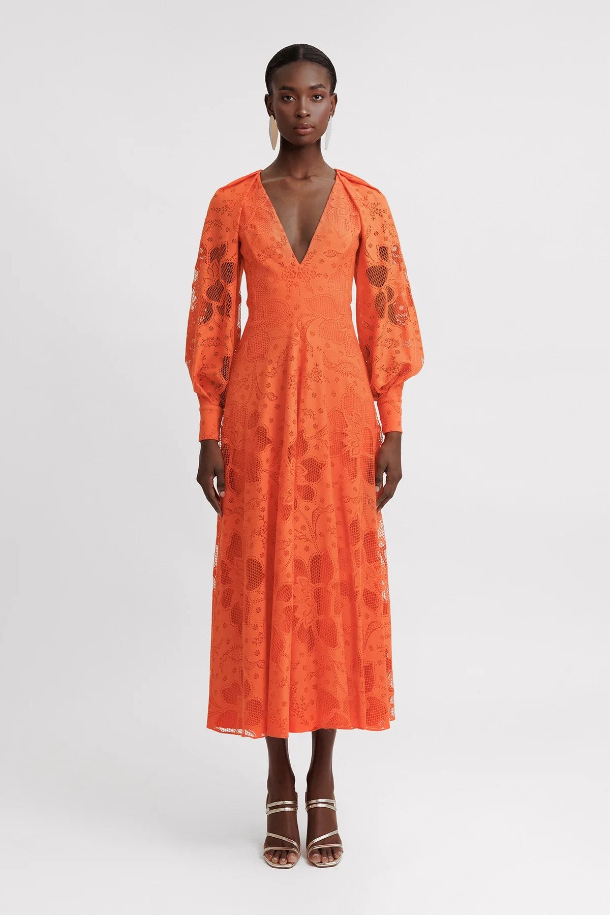 Draped Bishop Sleeve Dress