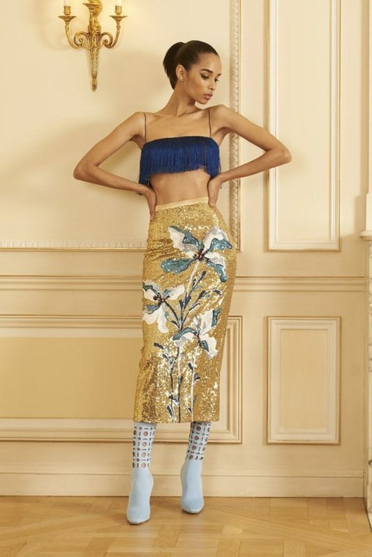 Embroidered Top and Pencil Skirt