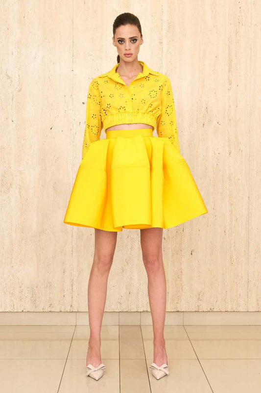 Collar-Neck Top with Skirt