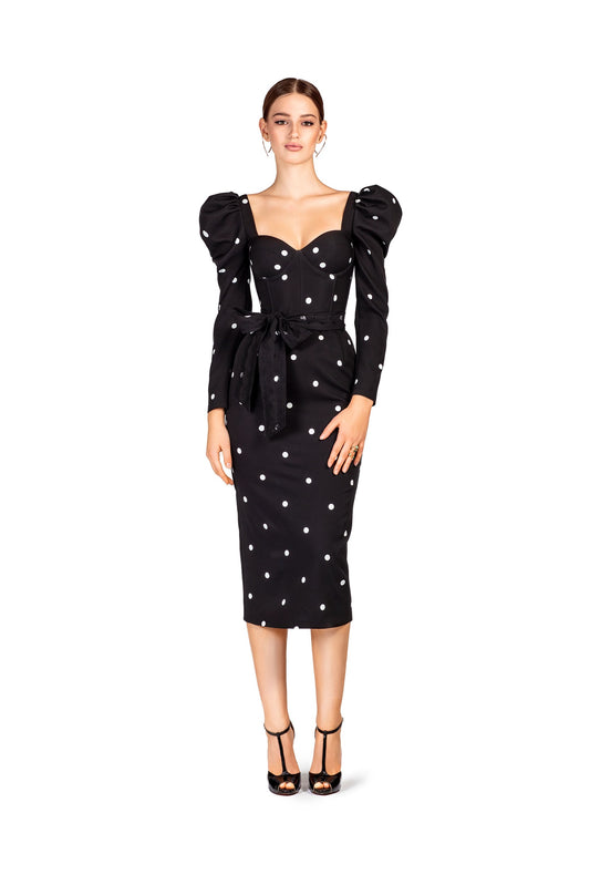 Dot Print Midi Dress