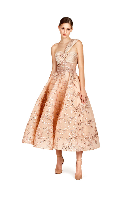 Gold Sleeveless Midi Dress