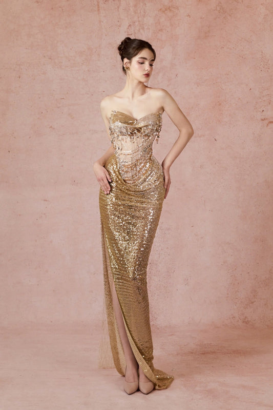 Strapless-Sequin Gown