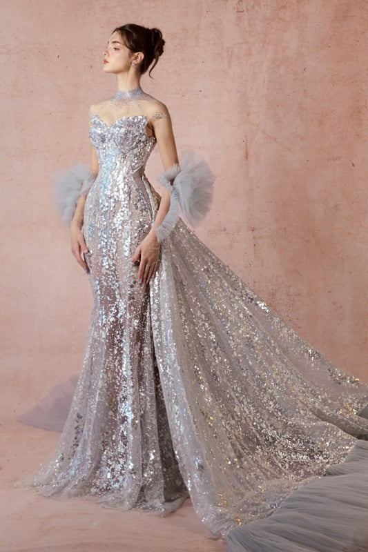 Illusion Gown with Removable Skirt