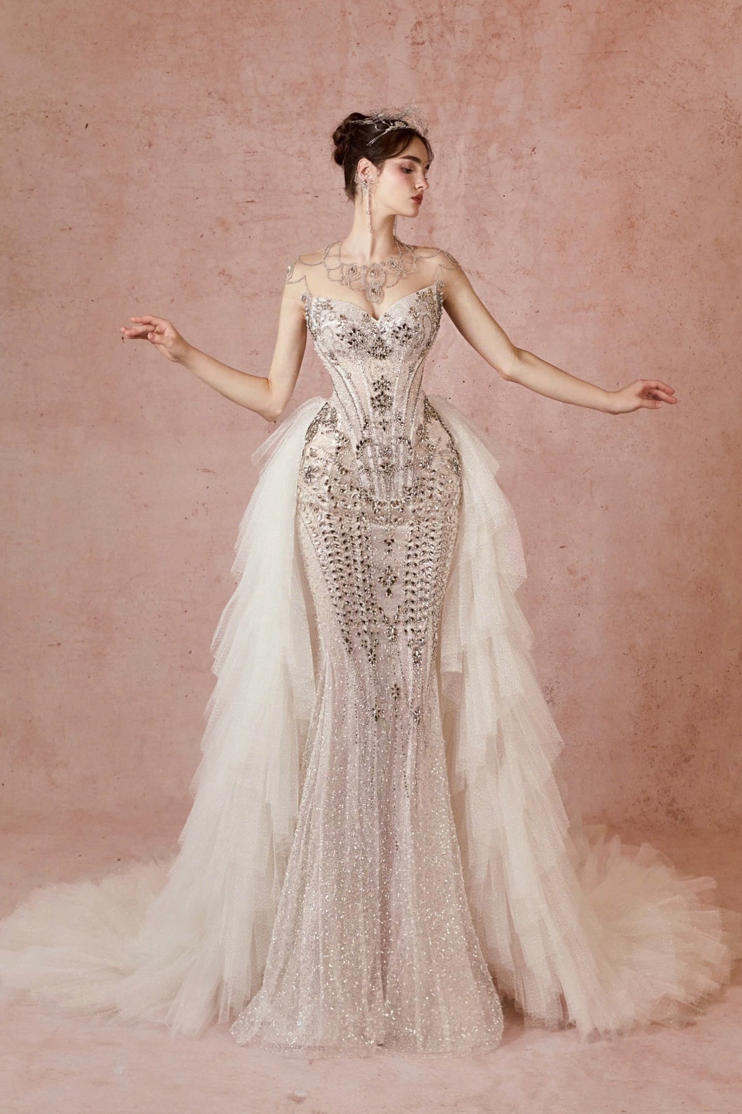 Illusion Gown with Detachable Skirt