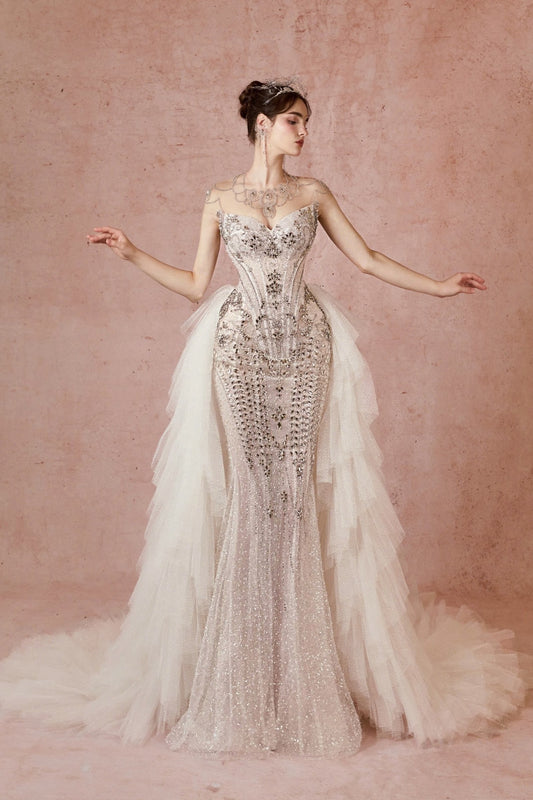 Illusion Gown with Detachable Skirt