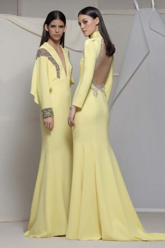 Alatri Embroidered Long Sleeve Gown