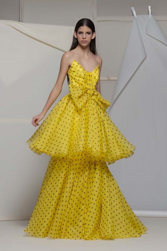 Arnad Strapless Polka Dot Gown