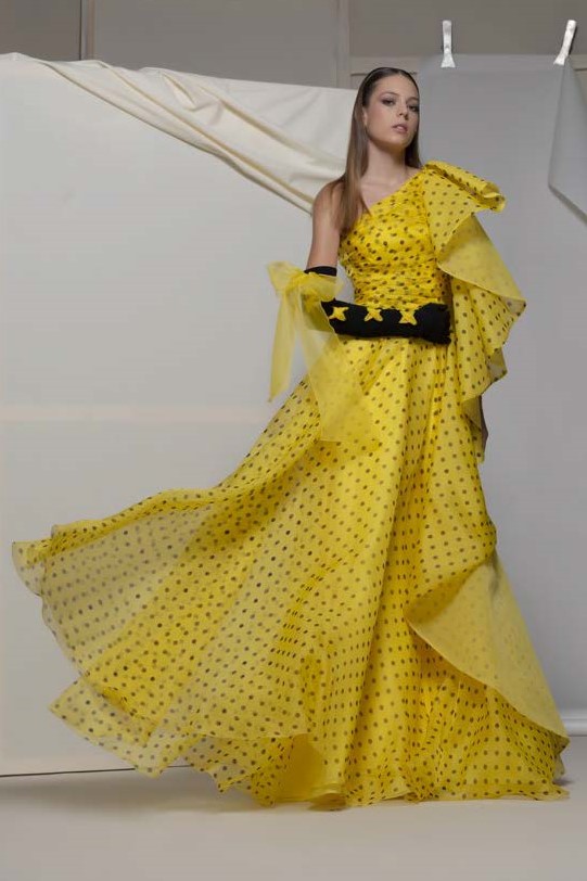 Atella One Shoulder Ruffled Gown