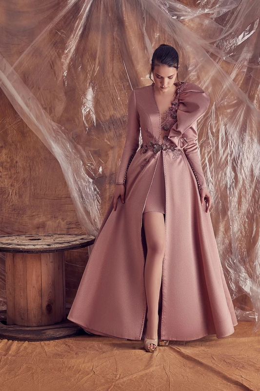 Isabella Long Sleeve Lurex Gown
