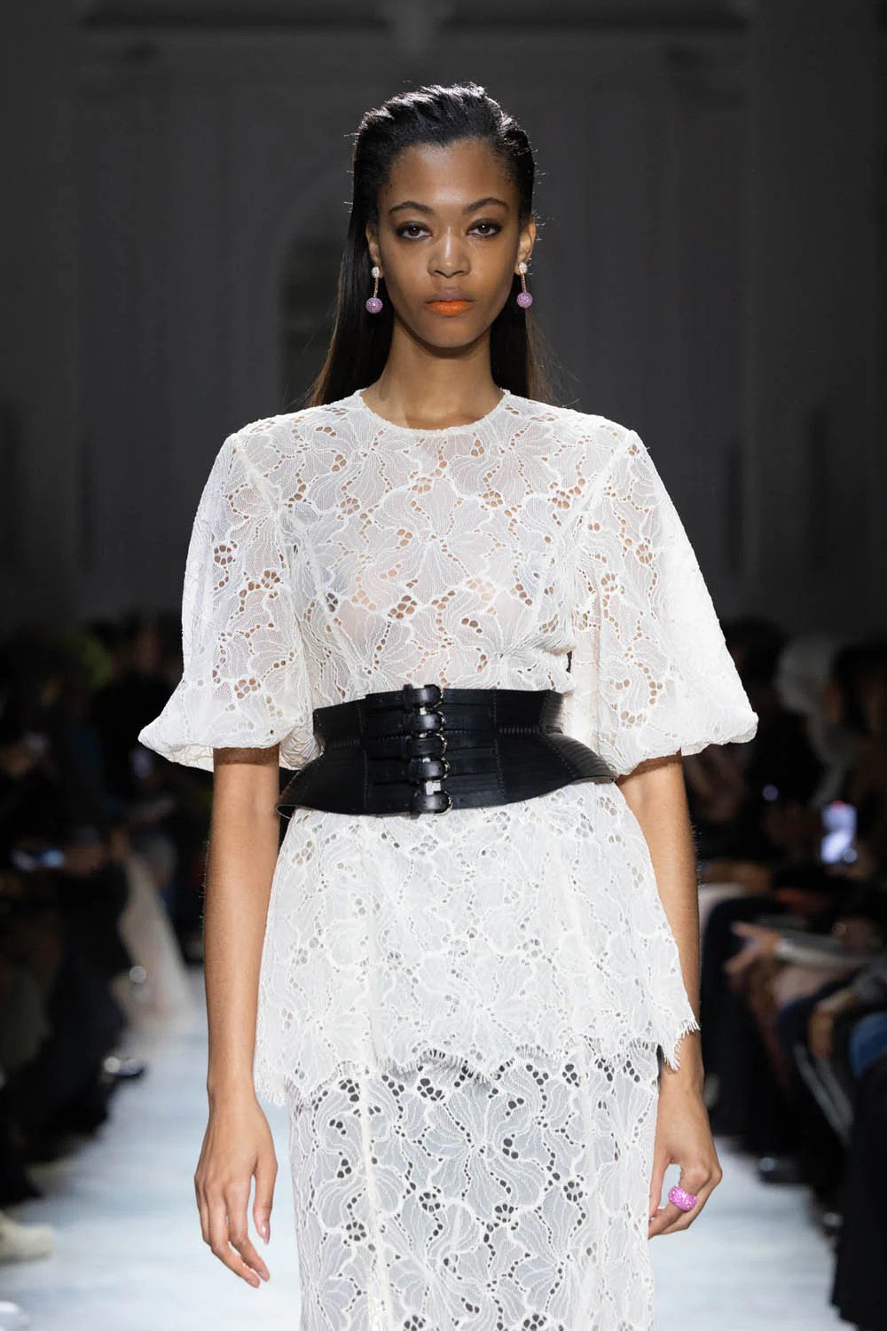 Ivory Lace Tulle Top with Paneled Skirt