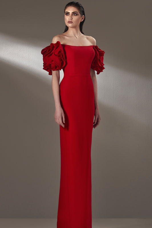 Off-Shoulder Column Gown