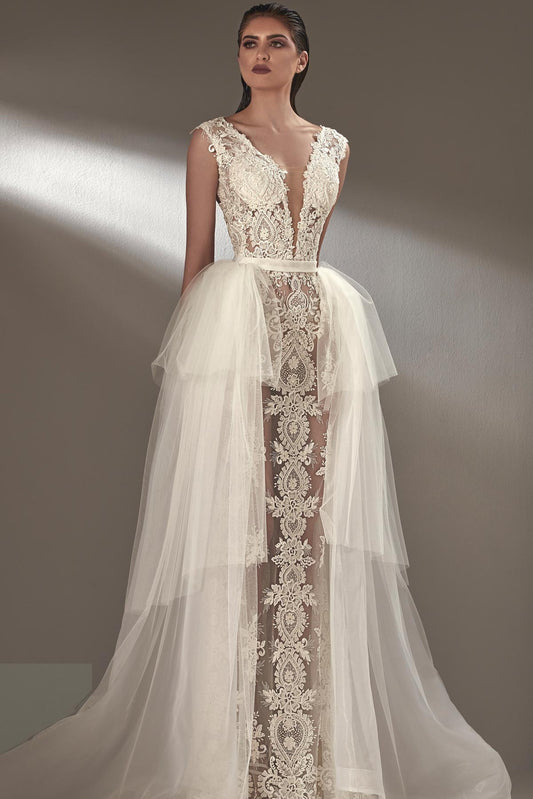 Sleeveless Tiered A-Line Gown