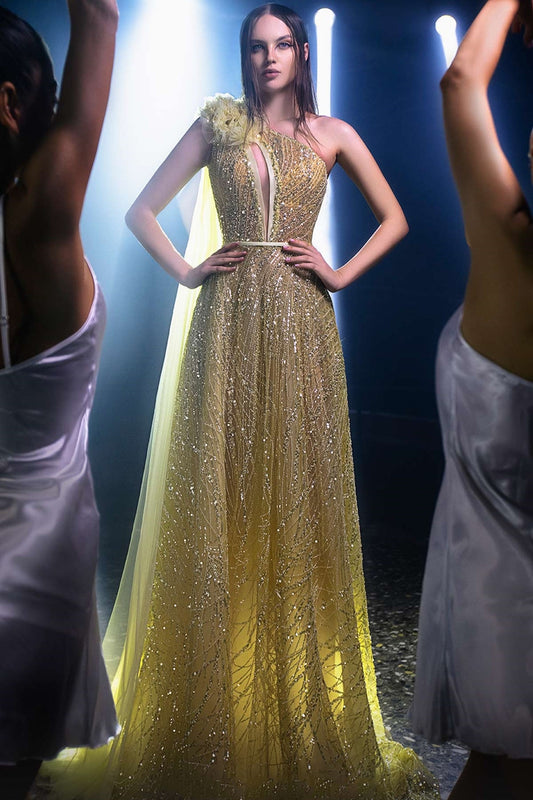 Asymmetrical Sequin-Gown