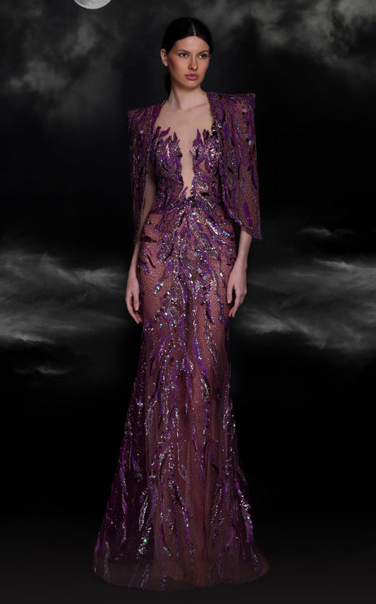 Beaded Capelet Gown