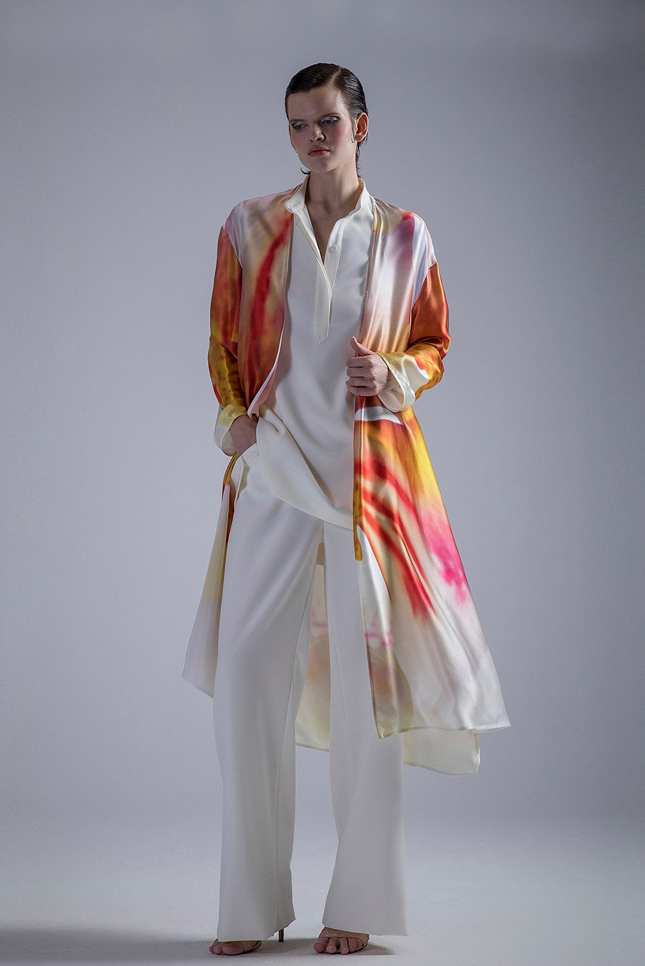 Collared Top with Kaftan and Pants