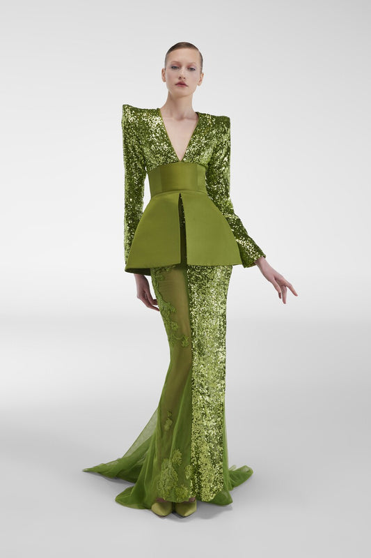 Flared Sequin Gown