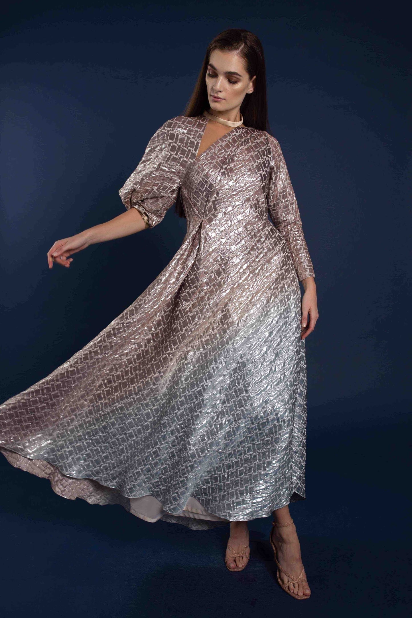 Kia Ombre Asymmetrical Draped Dress