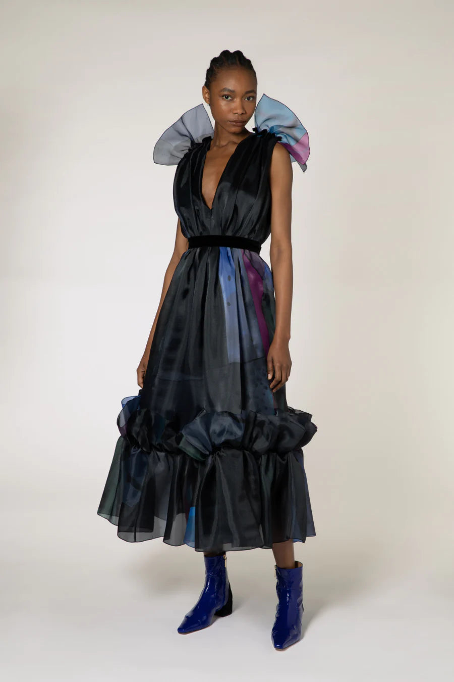 Plunge Neck Midi  Dress